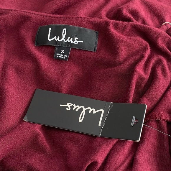 Lulus Everything To Me Event Dress NEW Womens Small Burgundy Ruched Slit Midi - Picture 3 of 14